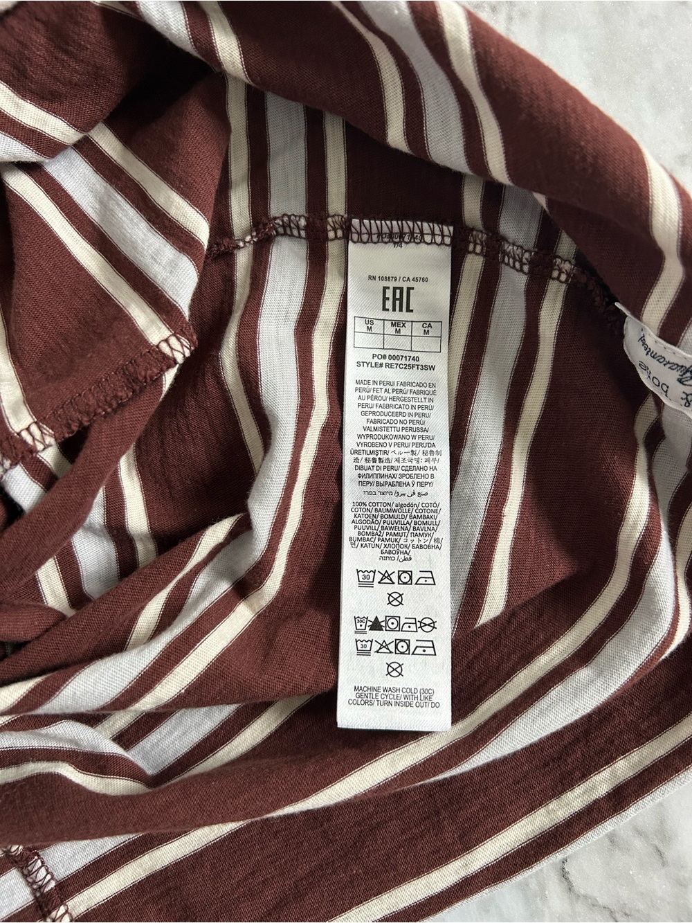 Rag & Bone Revolve | women’s size medium Slub Striped Tee brown and white stripe - Picture 9 of 11